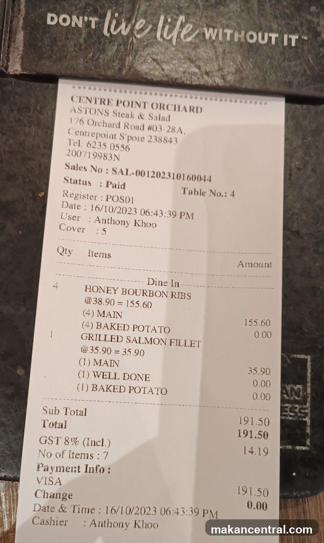 Restaurant Receipt