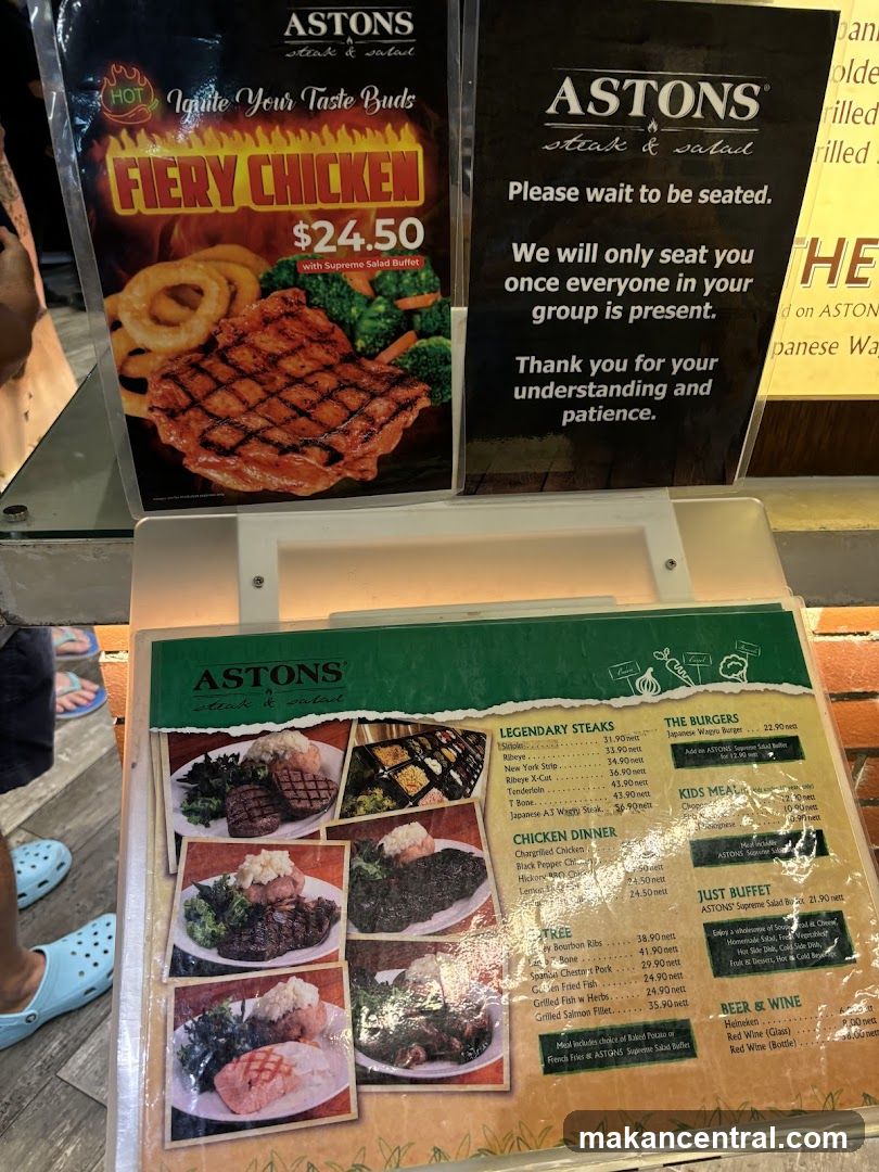 Astons Steak & Salad Menu and Signage