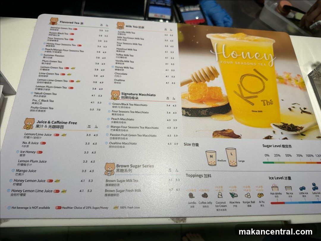 KOI Thé Menu