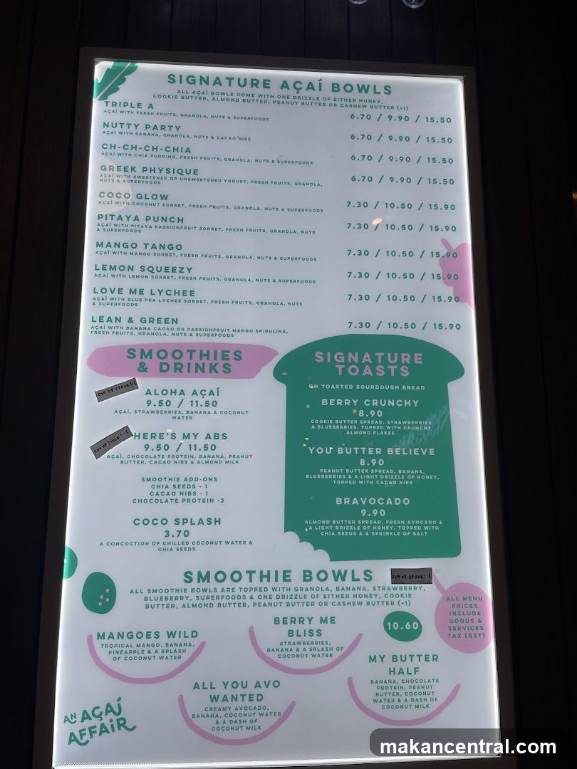 Açaí Bowls, Smoothies & Drinks, Signature Toasts, Smoothie Bowls
