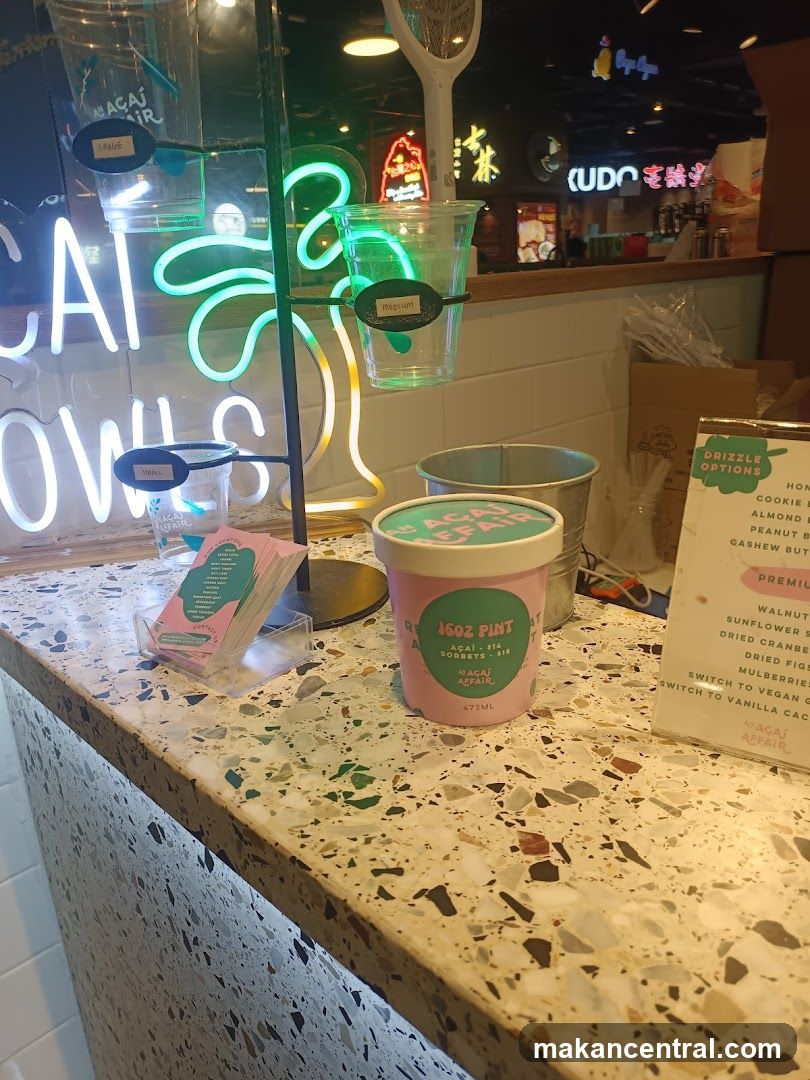 Counter with ice cream and menu