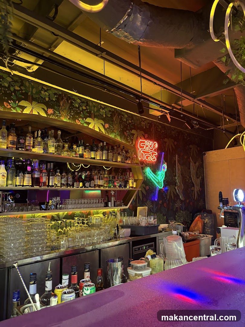 Bar Interior with Neon Sign