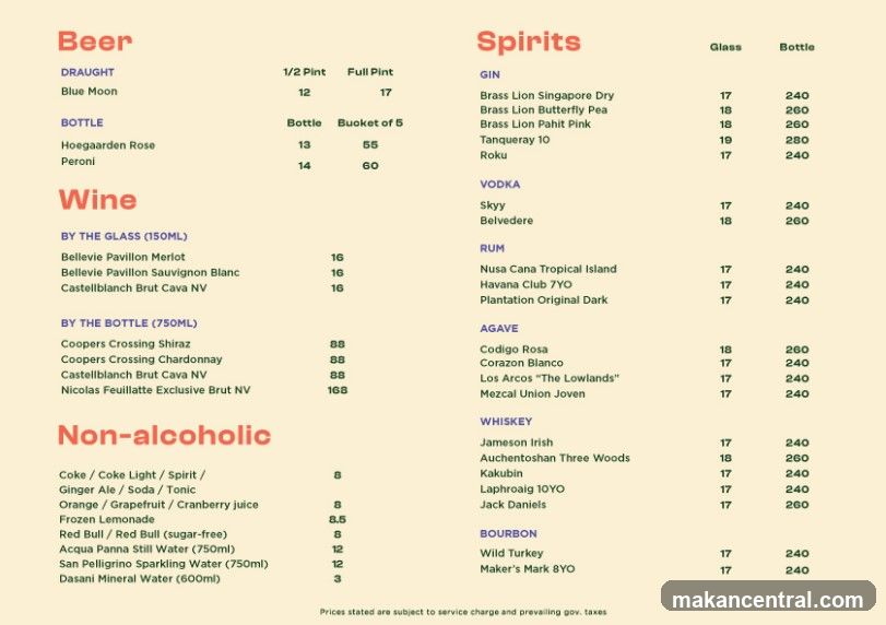 Drinks Menu