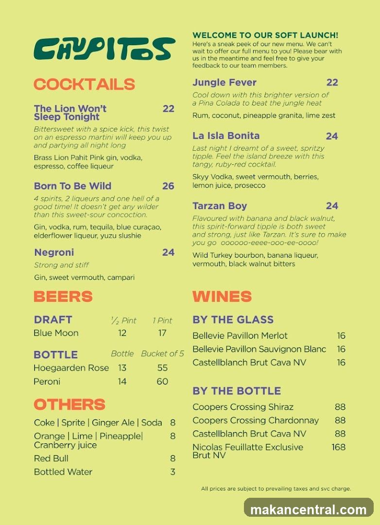 CHUPITOS Menu