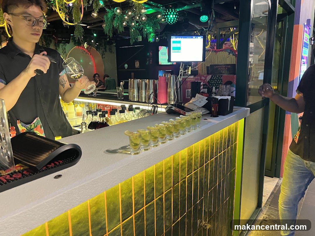 Bartender preparing shots