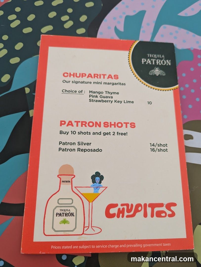 Chuparitas & Patron Shots Menu
