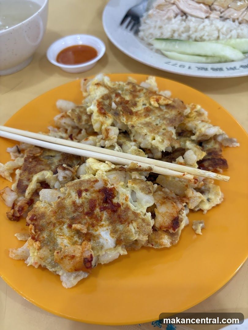 Fried Carrot Cake with Chili Sauce and Chicken Rice