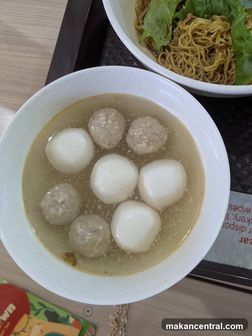 Fish ball soup and noodles