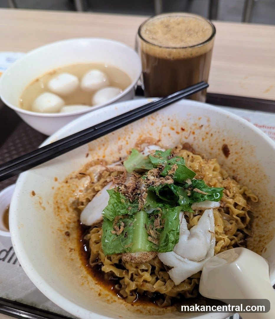Noodles with Fish Balls and Drink