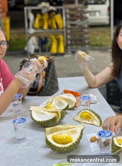 People eating durian
