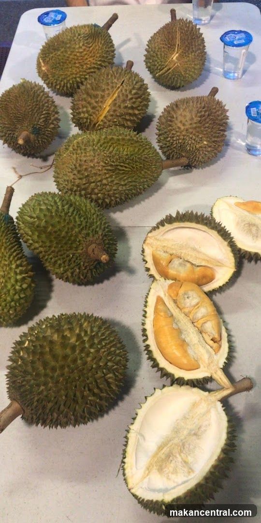 Durians on a table
