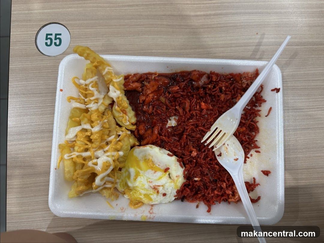 Meal Tray with Fries, Rice, and Egg