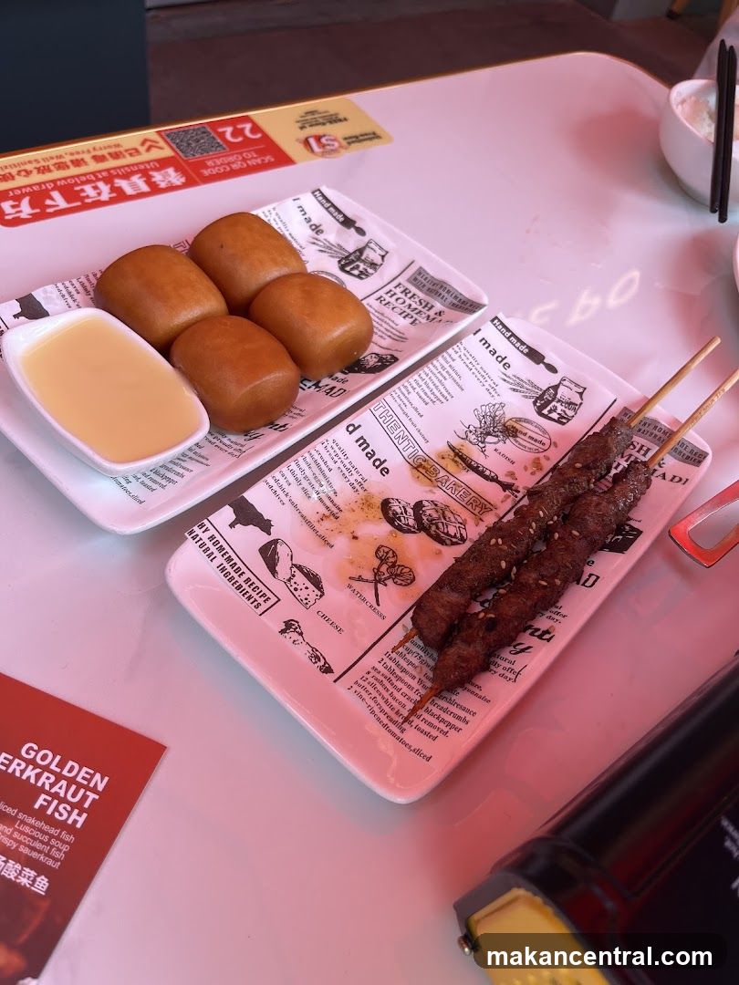 Fried Mantou and Beef Skewers