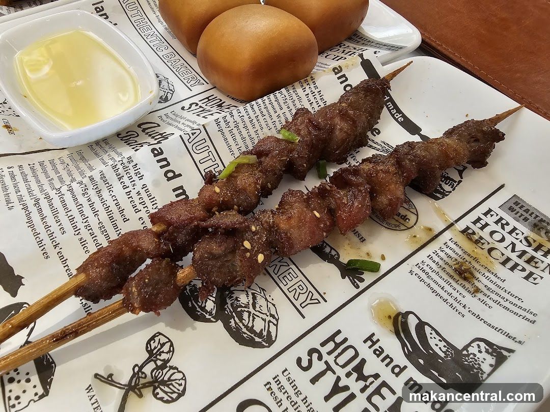 Lamb Skewers with Dipping Sauce and Buns