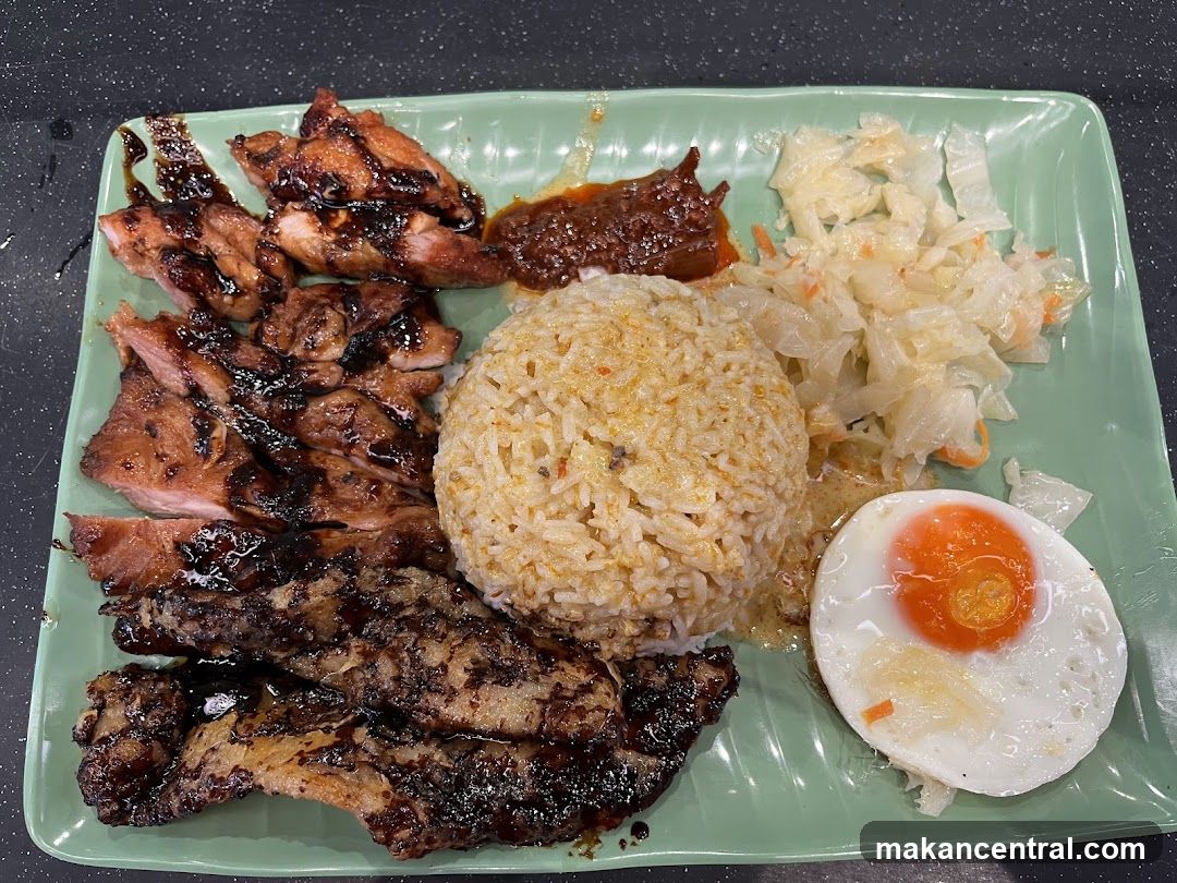 Grilled Chicken and Pork Rice Plate
