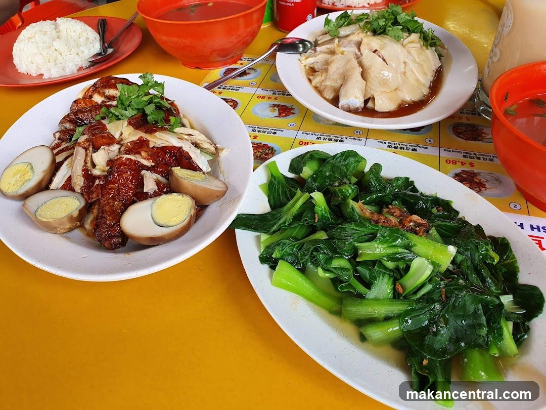 Hainanese Chicken Rice and Stir-fried Greens