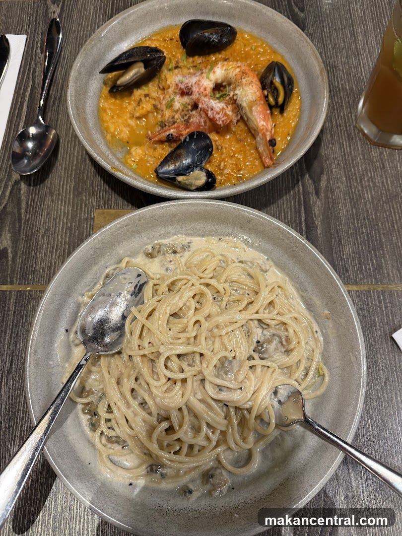 Seafood Risotto and Creamy Pasta