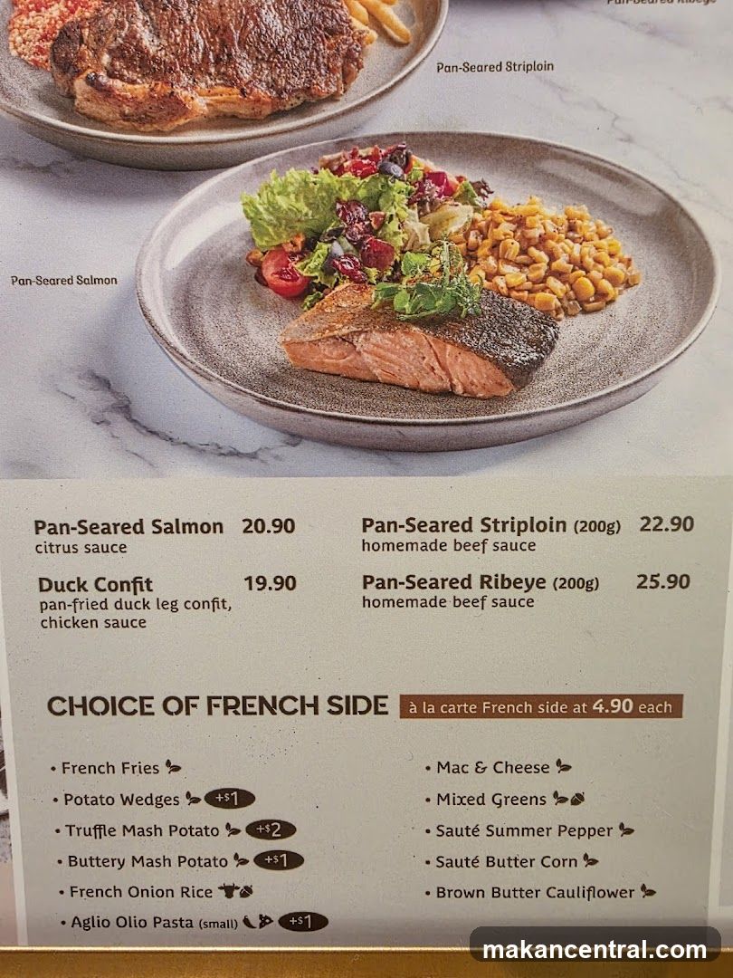 Menu with Main Courses and Sides