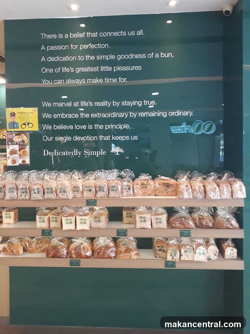 Bread display with inspirational quotes