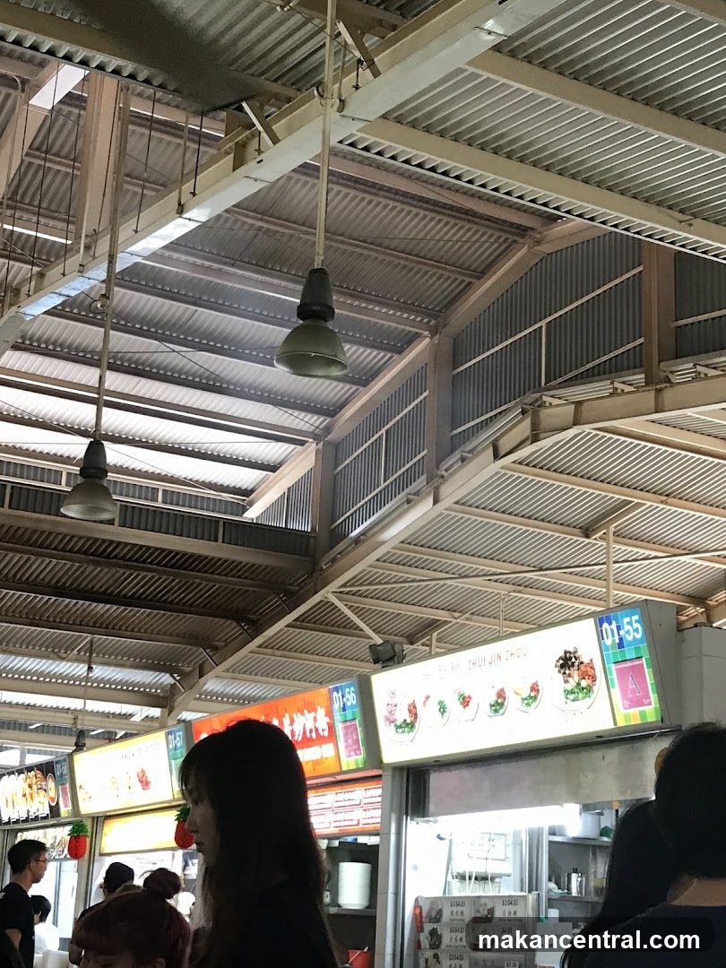 Food stalls with illuminated signs