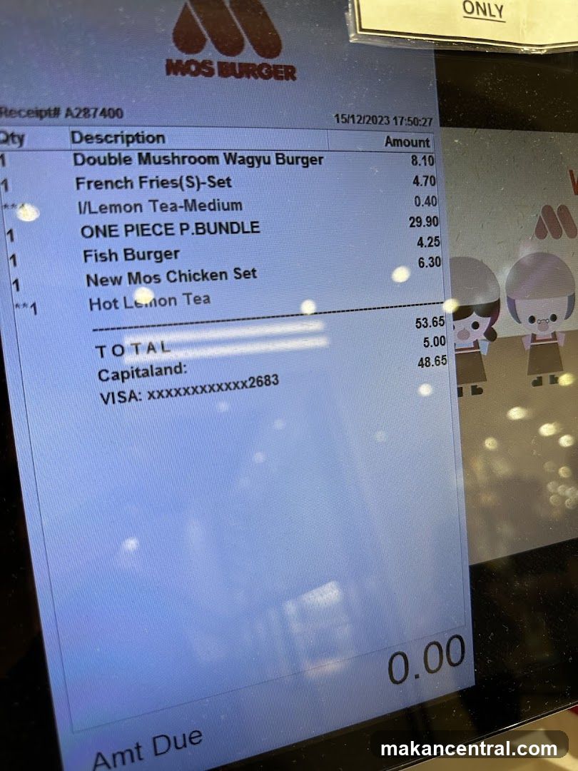 MOS BURGER Receipt