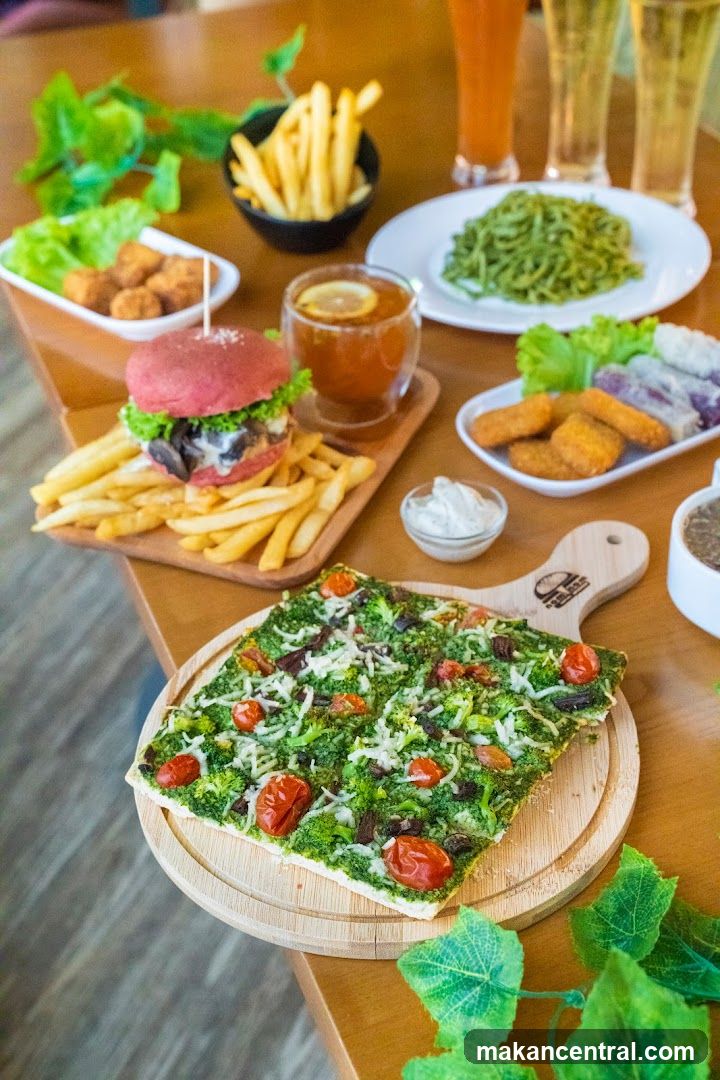 Table with various food items
