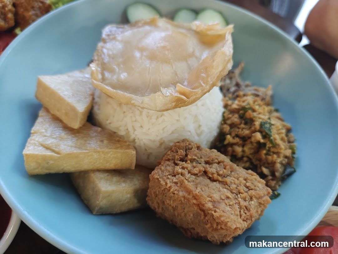 Rice dish with fried items