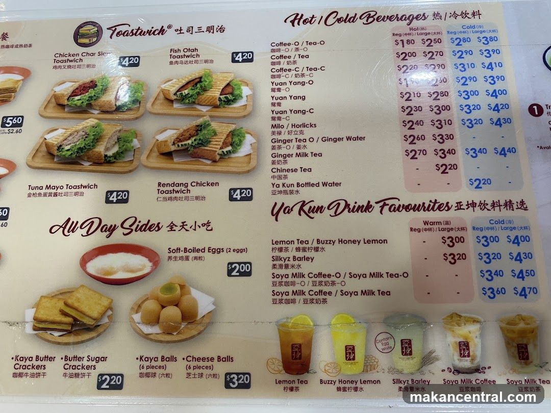 Toastwich Menu