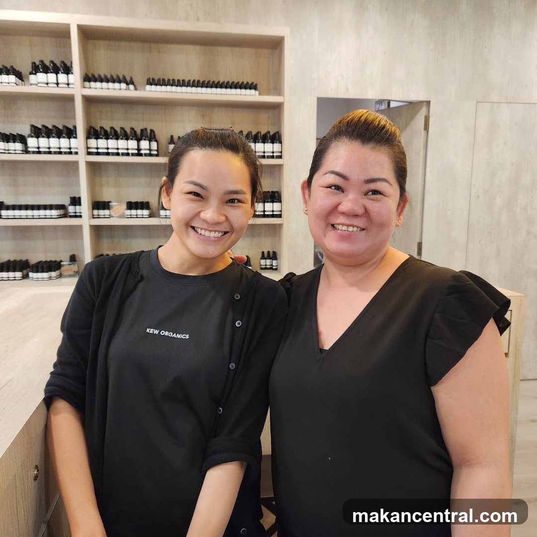 Two women smiling in a store