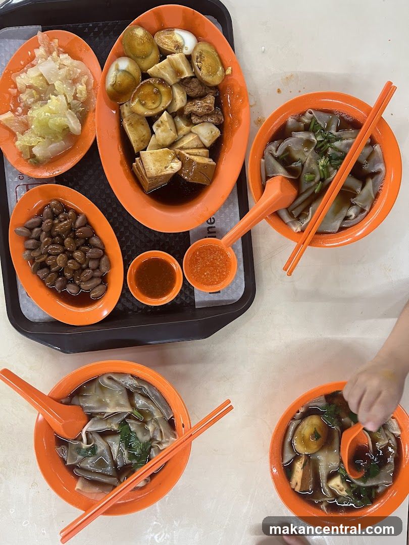 Food spread on a tray