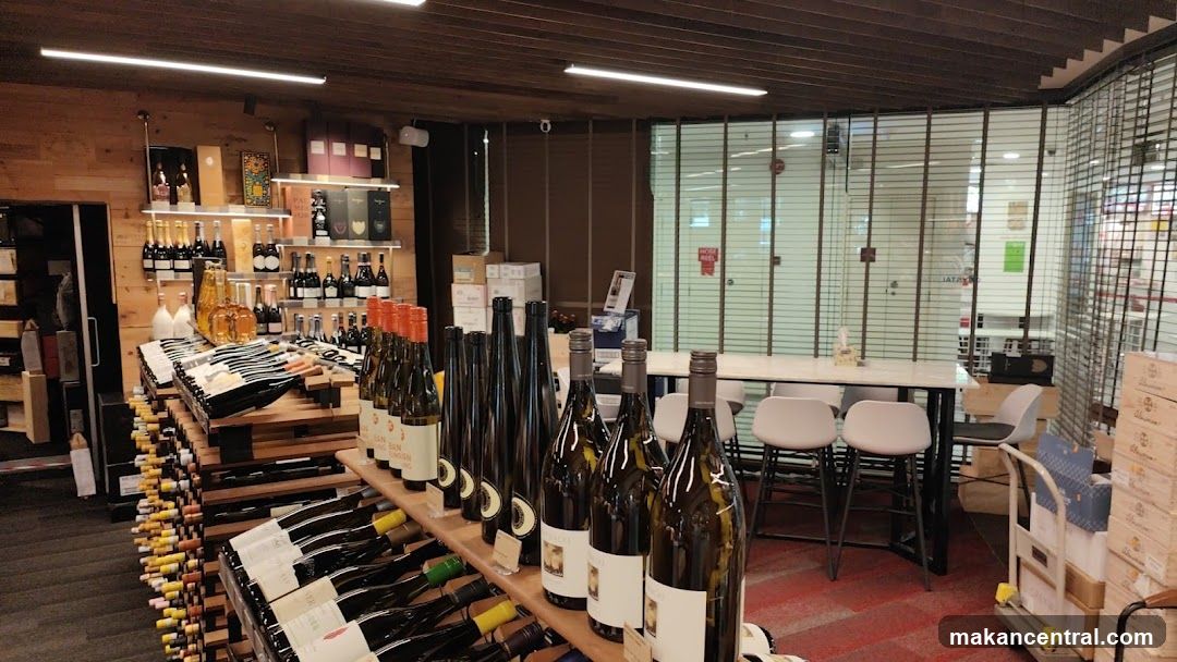 Wine store interior with bottles on display