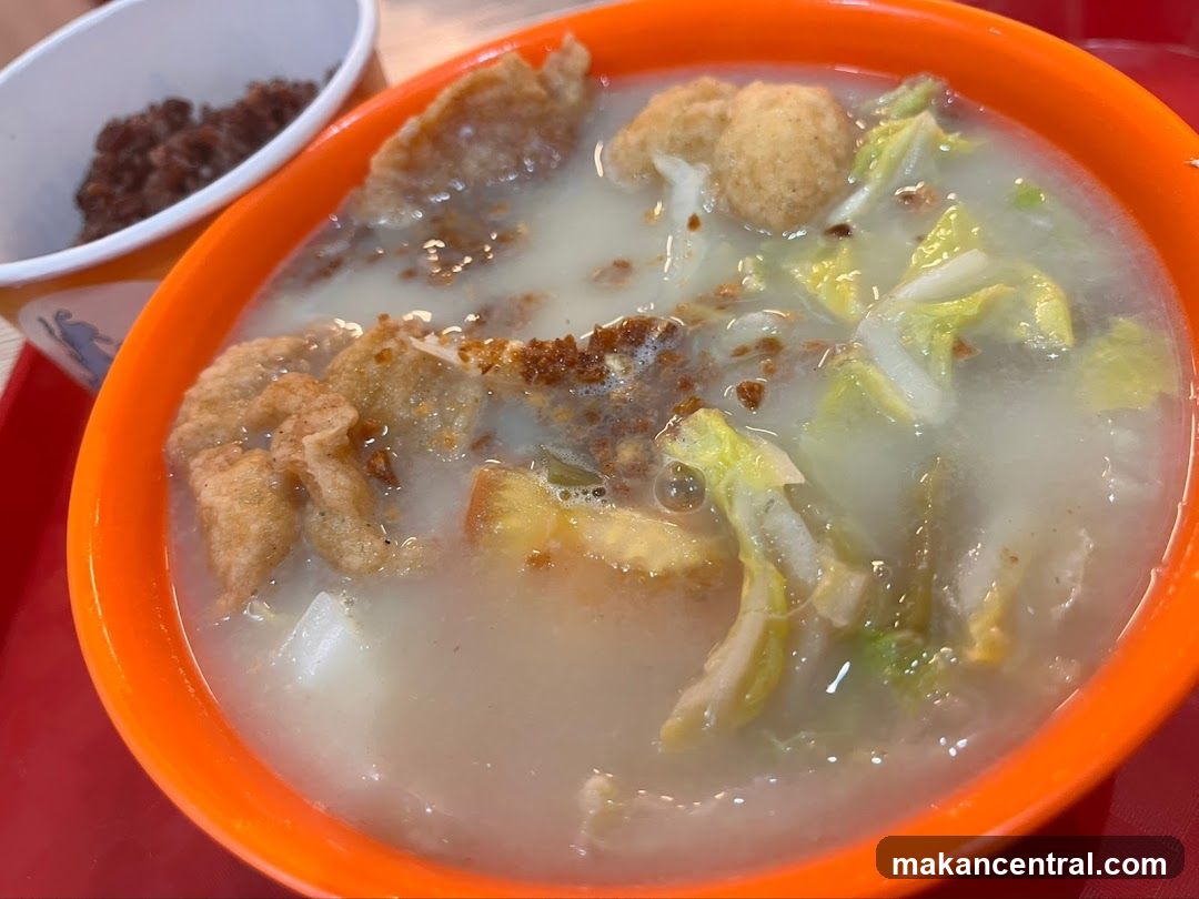 Soup with Fried Fish and Vegetables