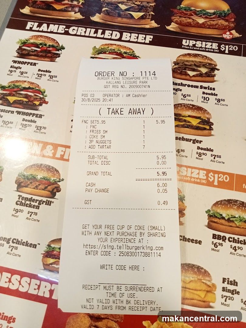 Burger King Receipt