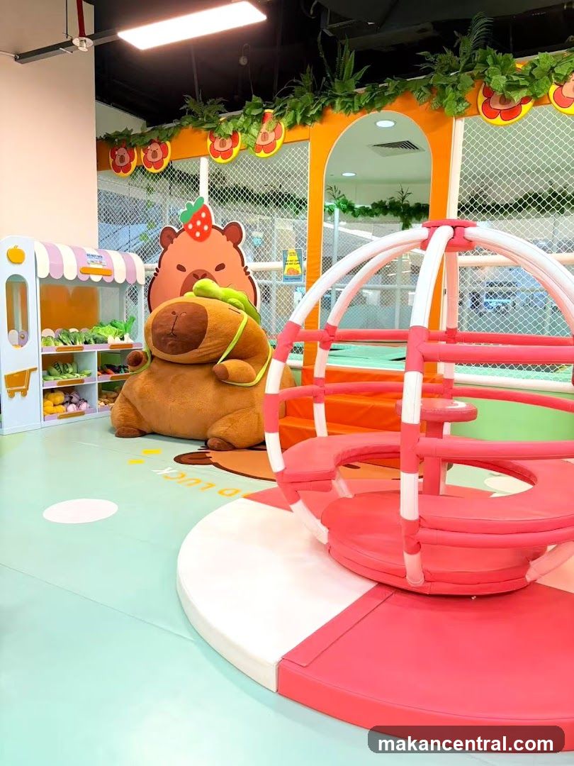Children's Play Area with Plush Toys and Play Structure