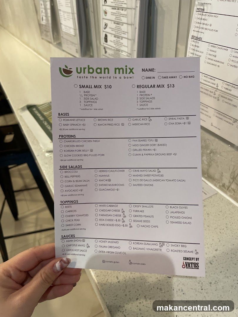 Urban Mix Menu