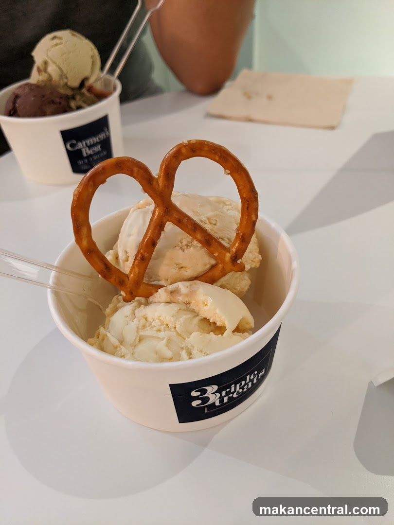 Ice Cream Cups with Pretzel Topping