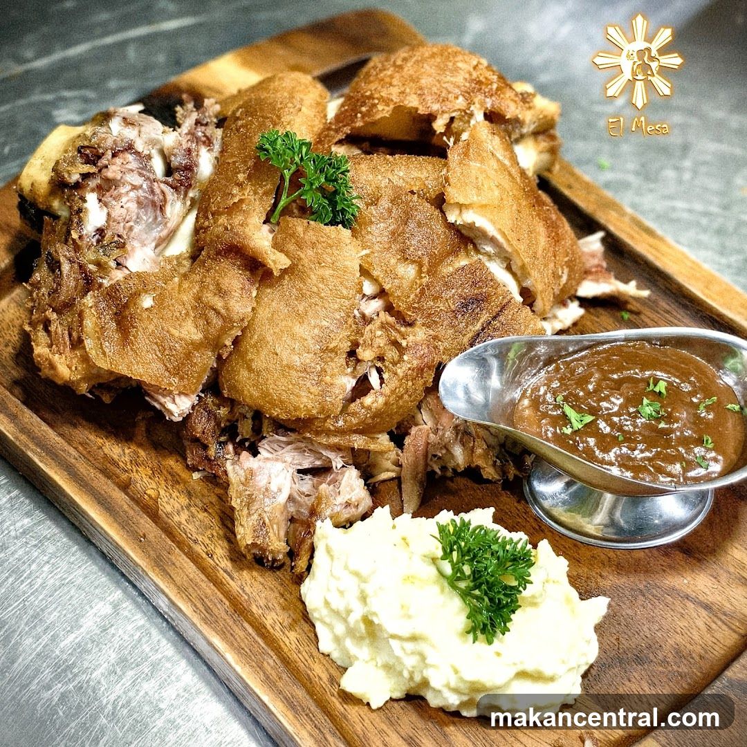 Crispy Pork Dish with Mashed Potatoes and Gravy