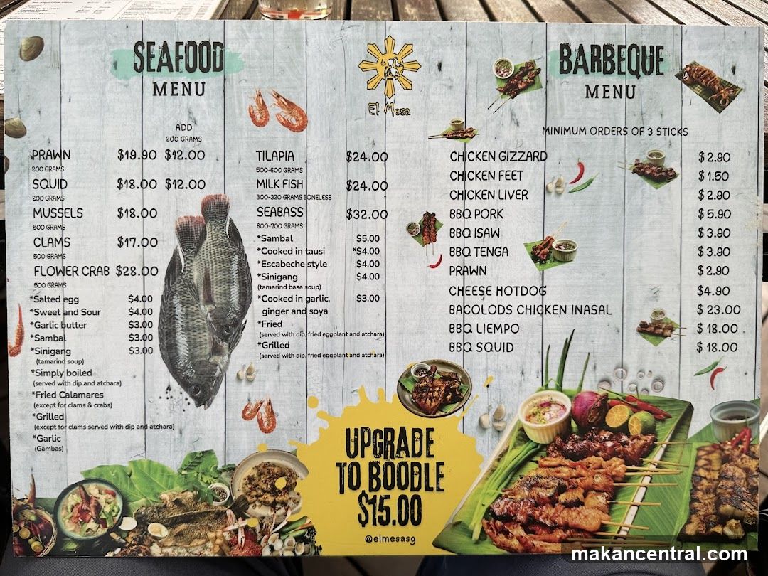 Seafood and Barbeque Menu