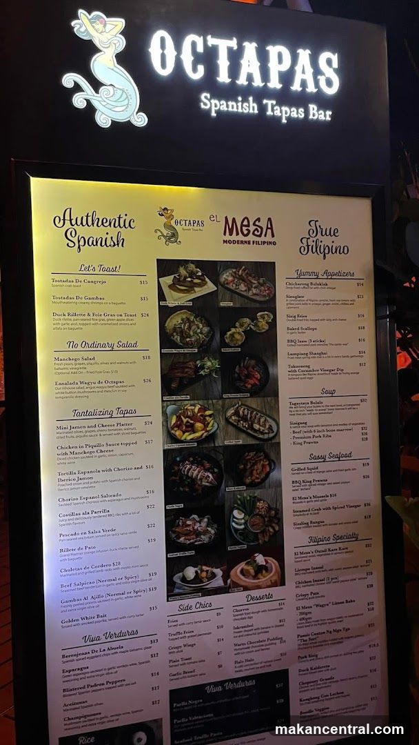 Octapas Spanish Tapas Bar Menu