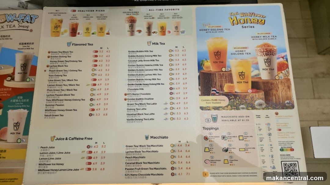 KOI Thé Menu