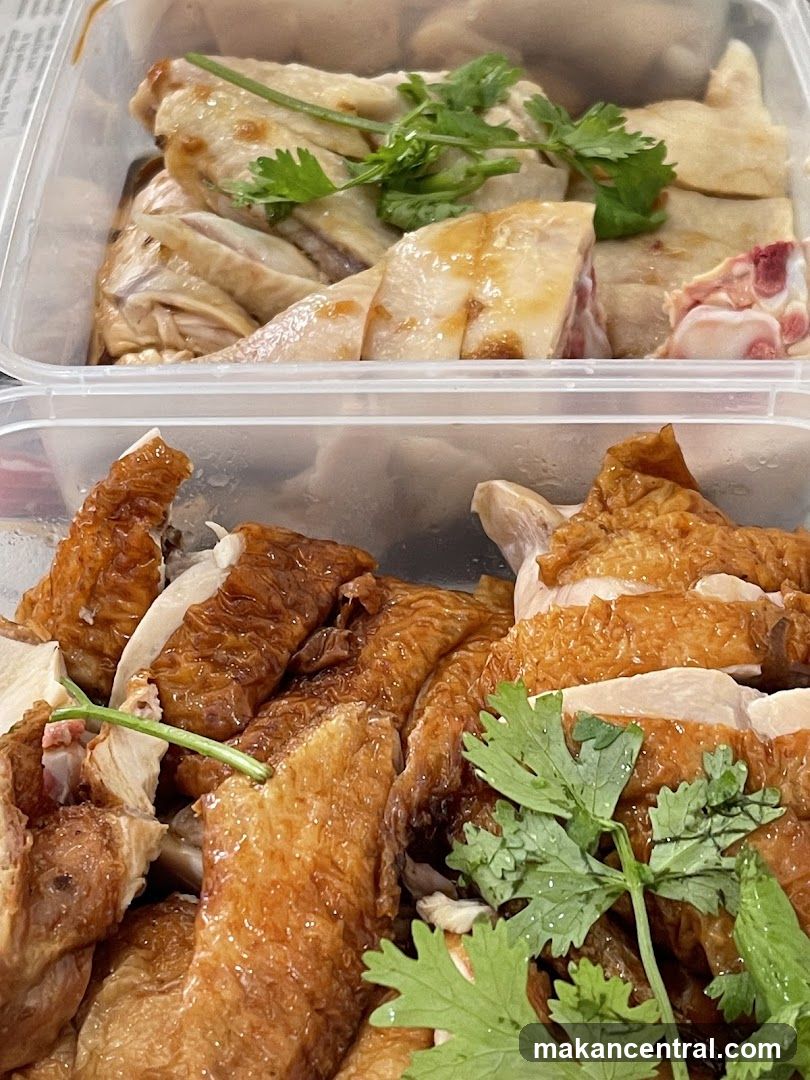 Two containers of cooked chicken
