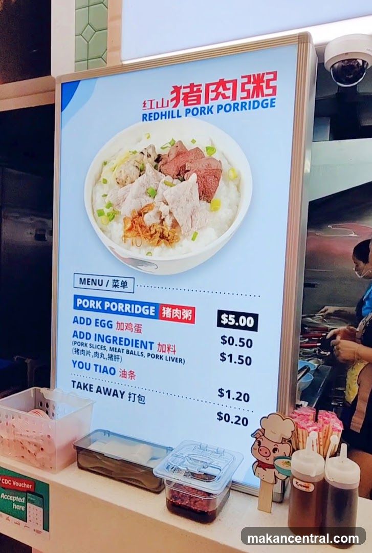 Redhill Pork Porridge Menu