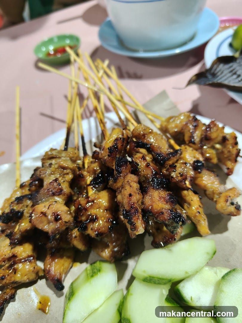 Grilled Satay Skewers with Cucumber Slices
