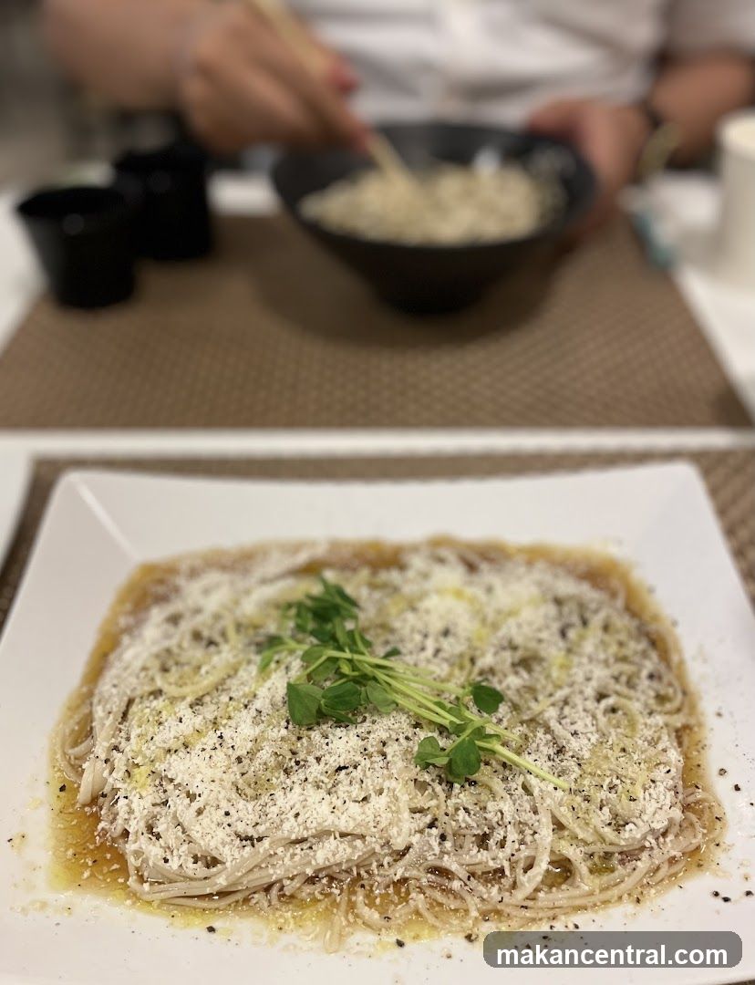 Noodle Dish with Cheese and Greens