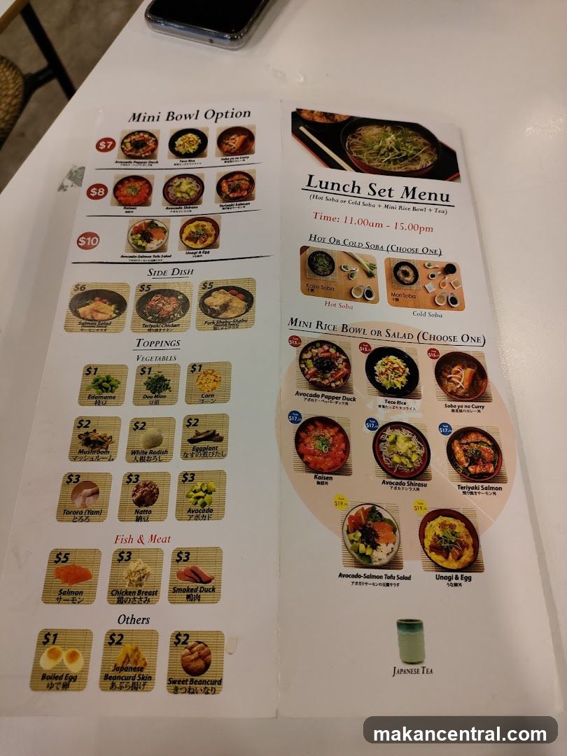 Mini Bowl Option & Lunch Set Menu