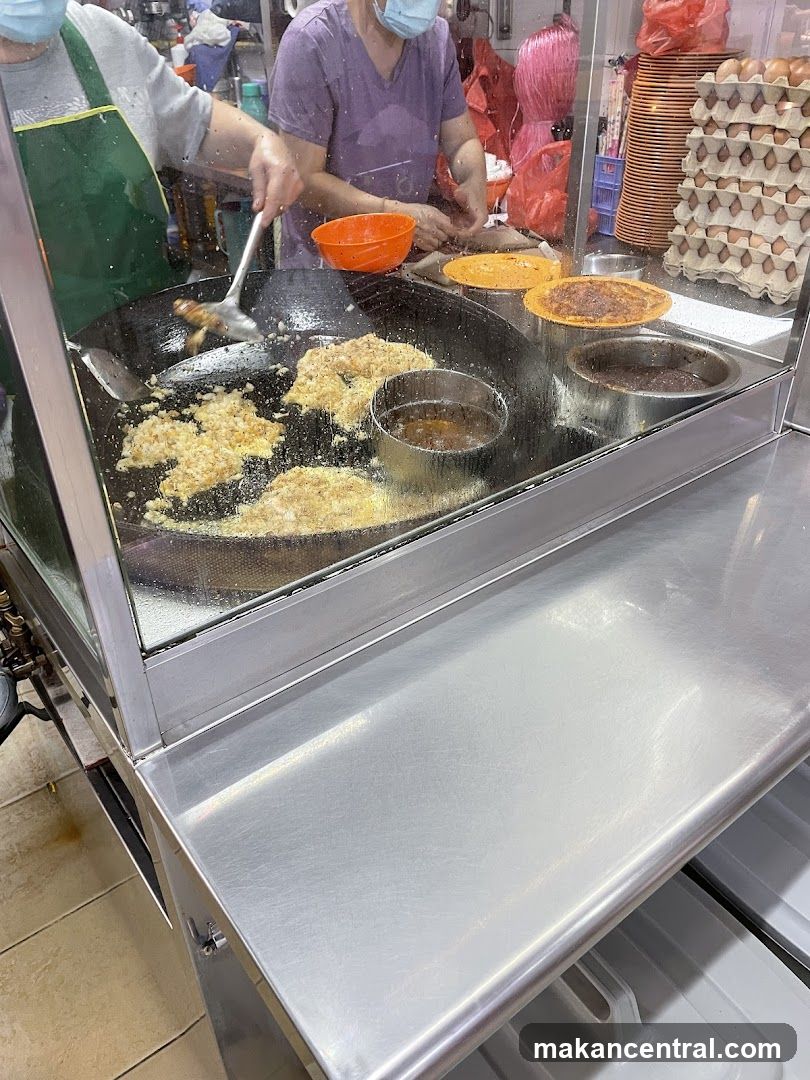 Food preparation at a stall