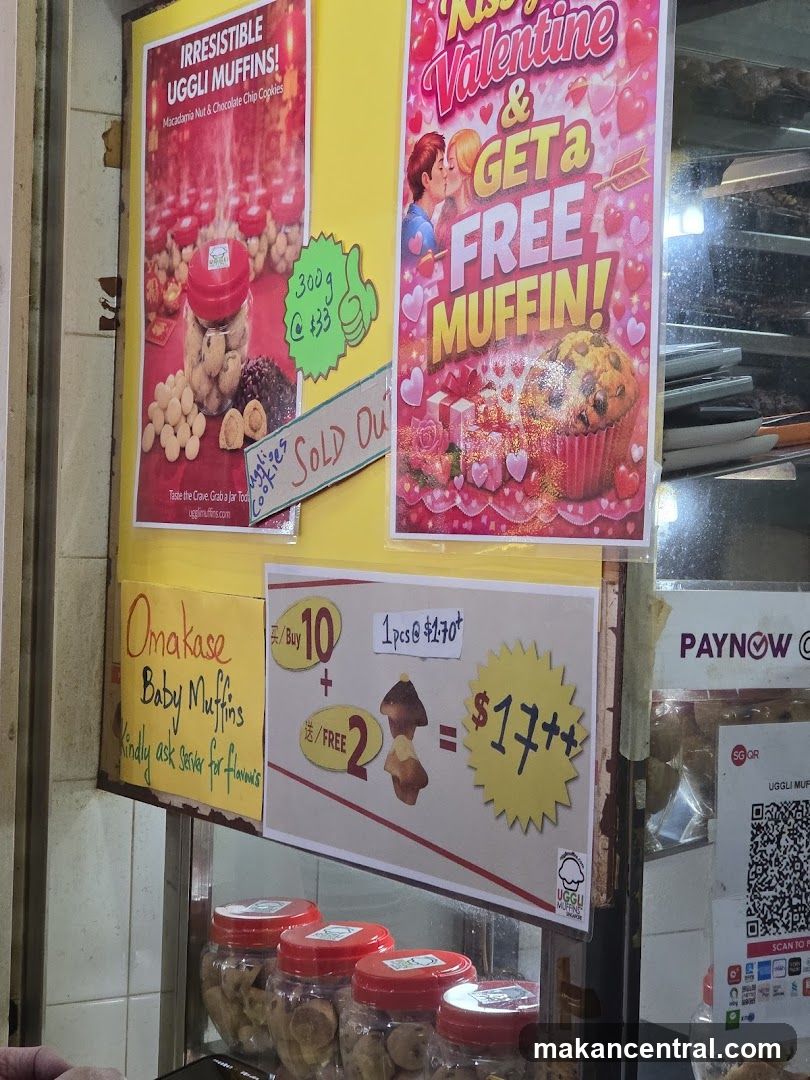 Promotional posters and baked goods