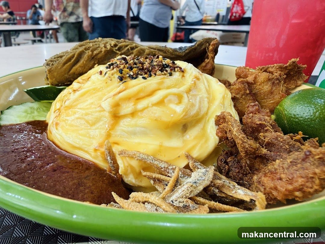 Omelette Rice with Fried Chicken and Anchovies