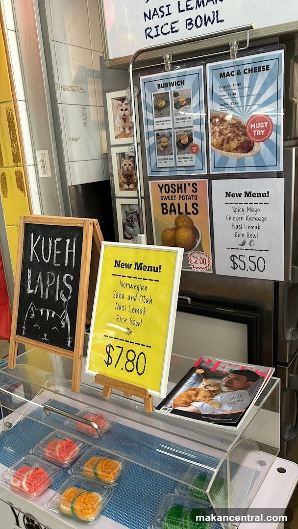 Food stall with menu and food items