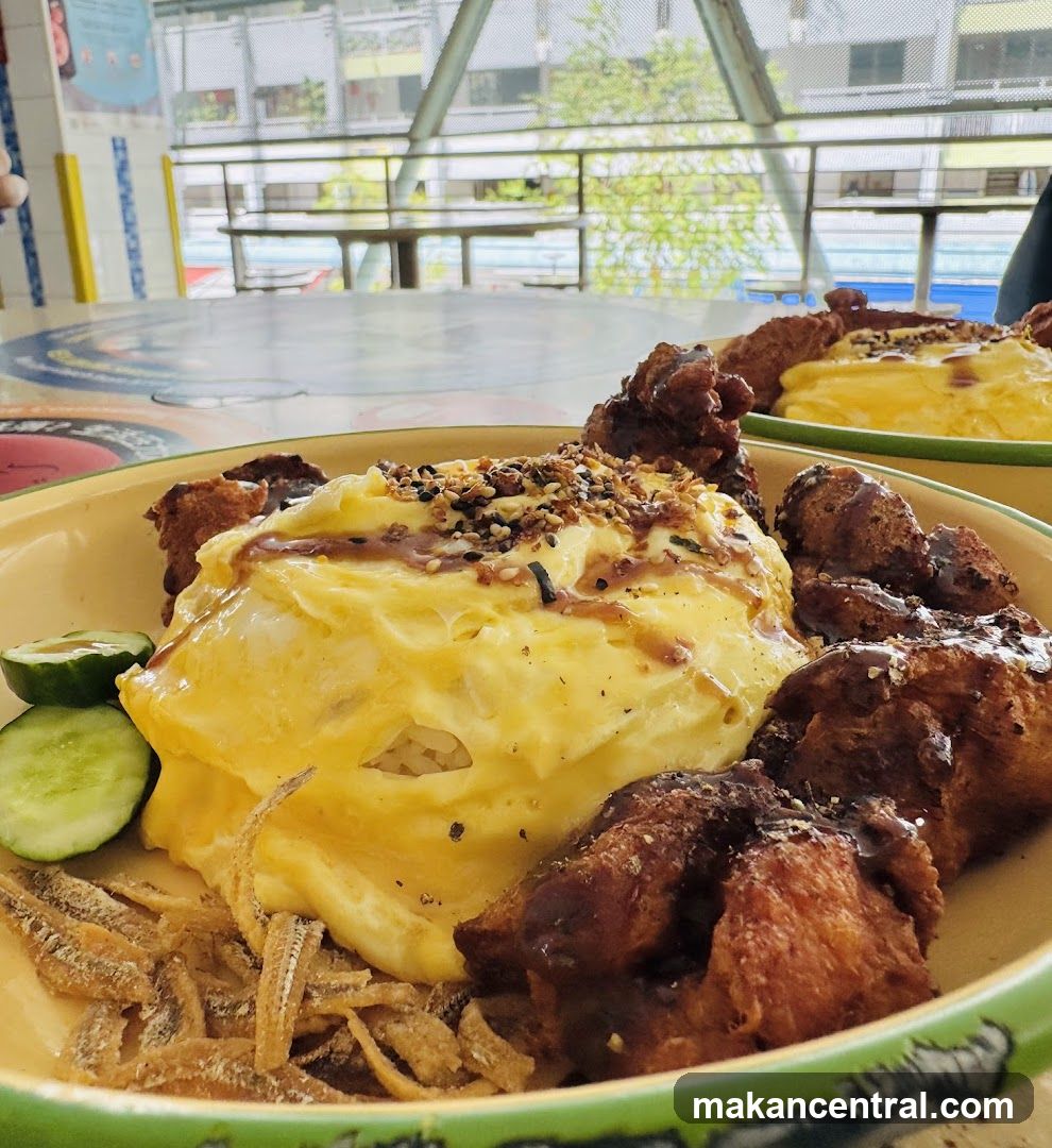 Omelette Rice with Fried Chicken